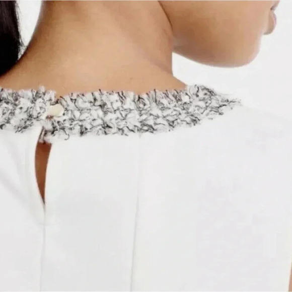 J Crew Fringe Tank Top Shell Tweed Lace Ivory Metallic Silver Gray Size Small. D - Picture 2 of 8